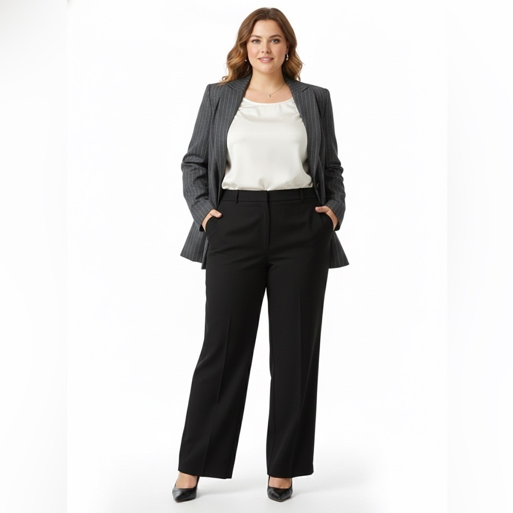 Louben Dark Pinstripe Dress Pants US 12 Tailored Career Slacks Canada